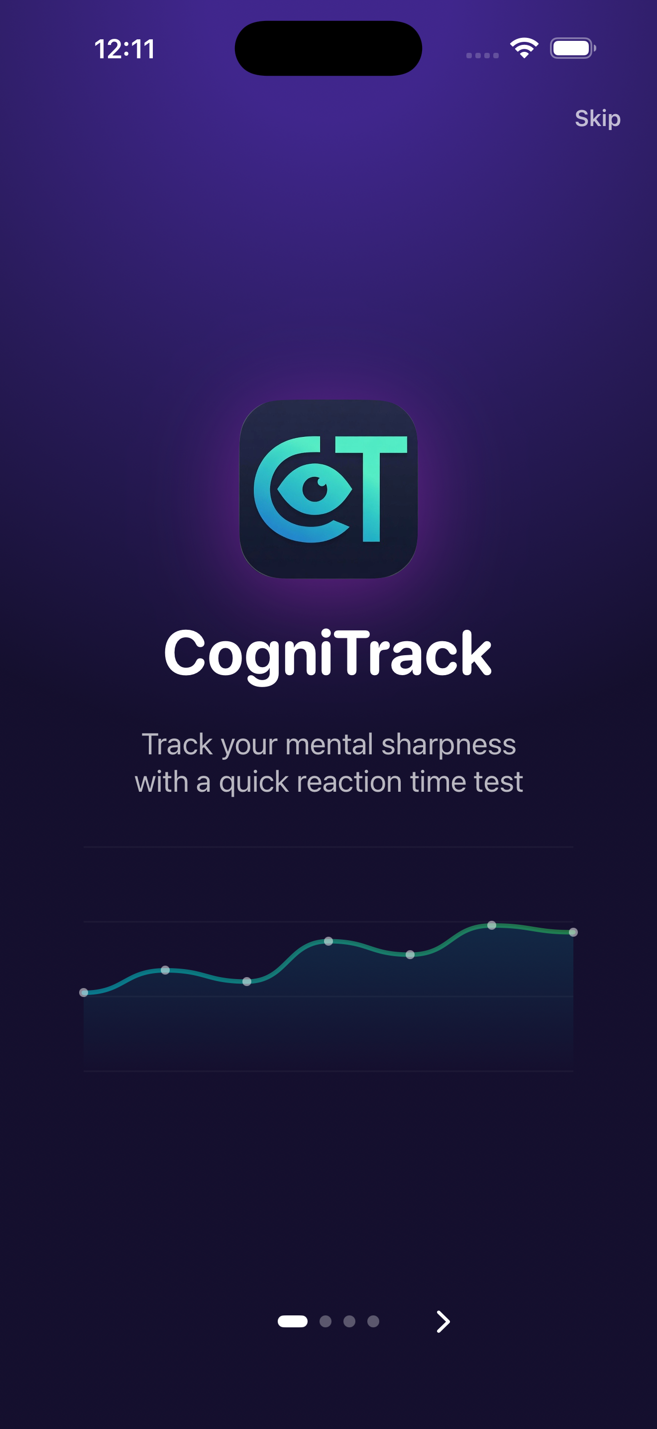 CogniTrack welcome screen